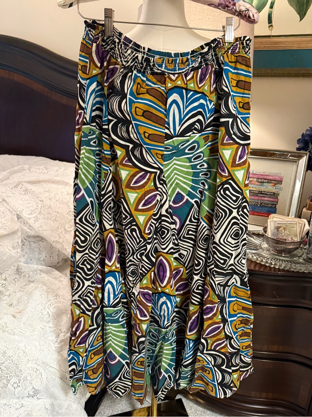 Peter Nygard Multicolor Cotton Graphic Print Maxi Skirt